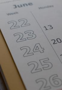 June calendar showing dates 22 through 26